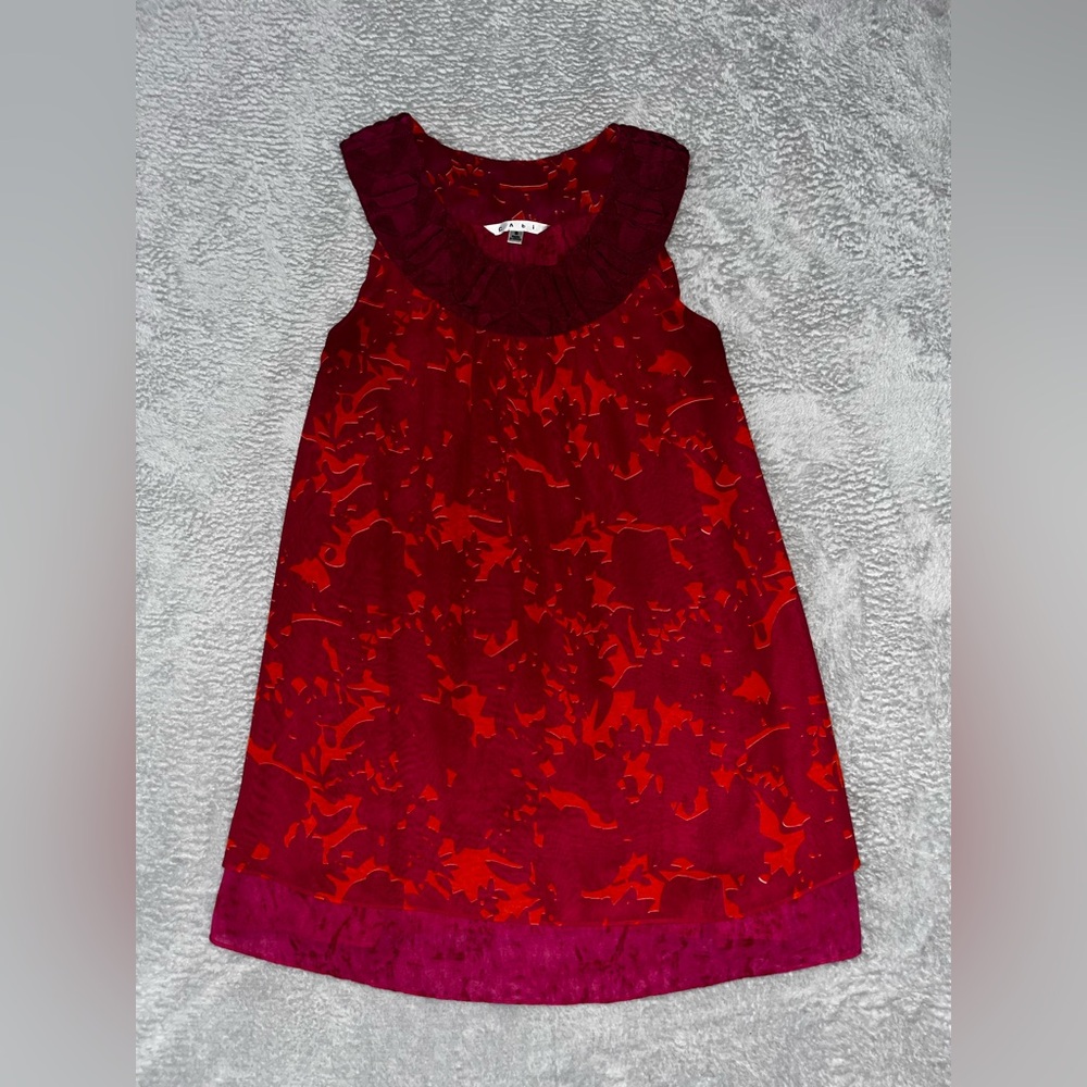 CAbi 999 Tunic Tank Blouse Origami Pink & Orange Layered Women's Size Small EUC